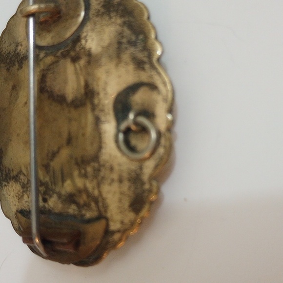 Antique Victorian hair art mourning brooch pendant gold filled scroll brooch - Picture 7 of 13